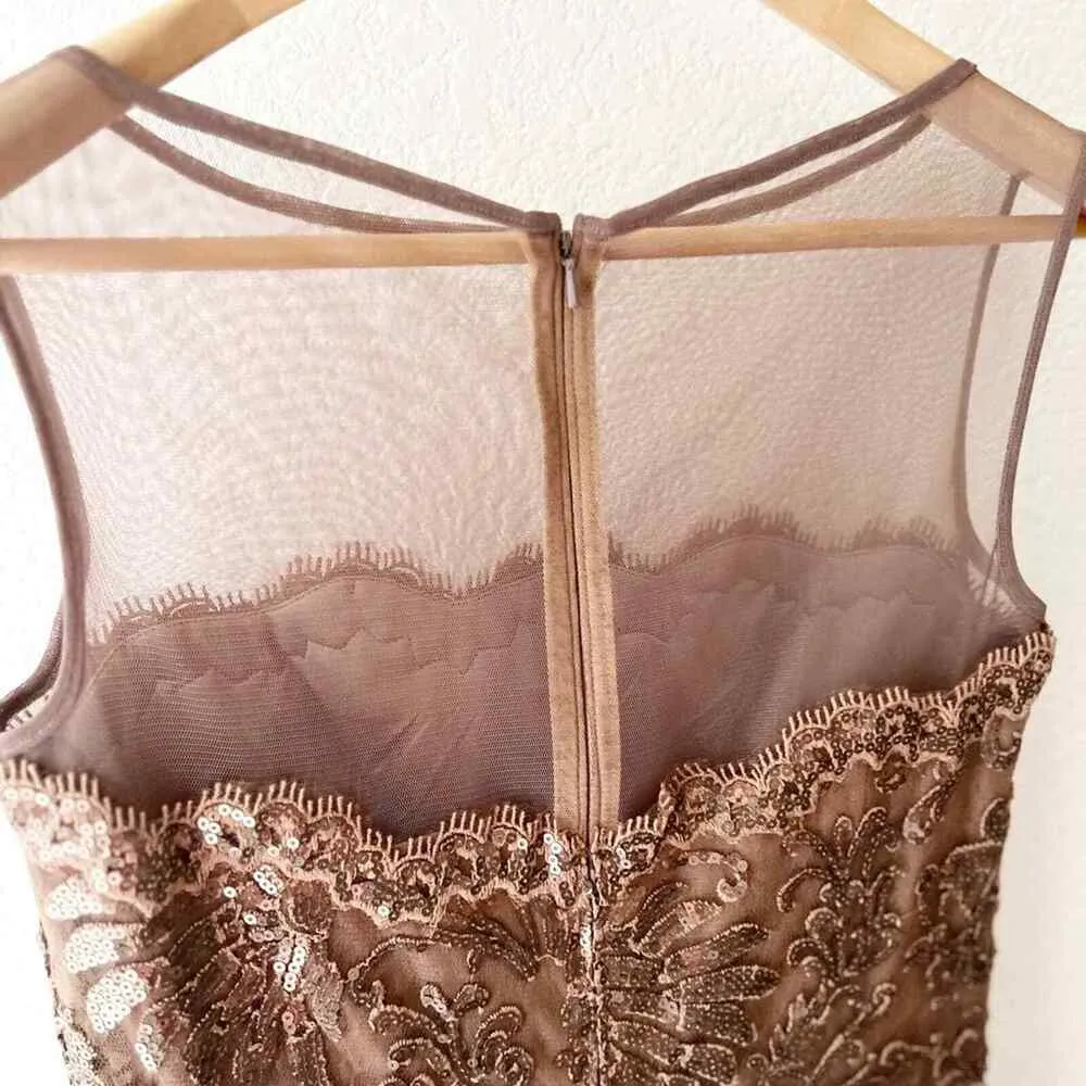 Tadashi Shoji Bronze Sleeveless Sequin Cocktail Dress Size 4 - Image 8