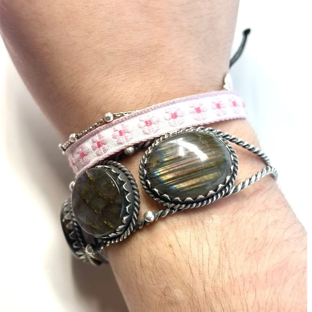 Labradorite Silver Tone Cuff Bracelet - Image 5