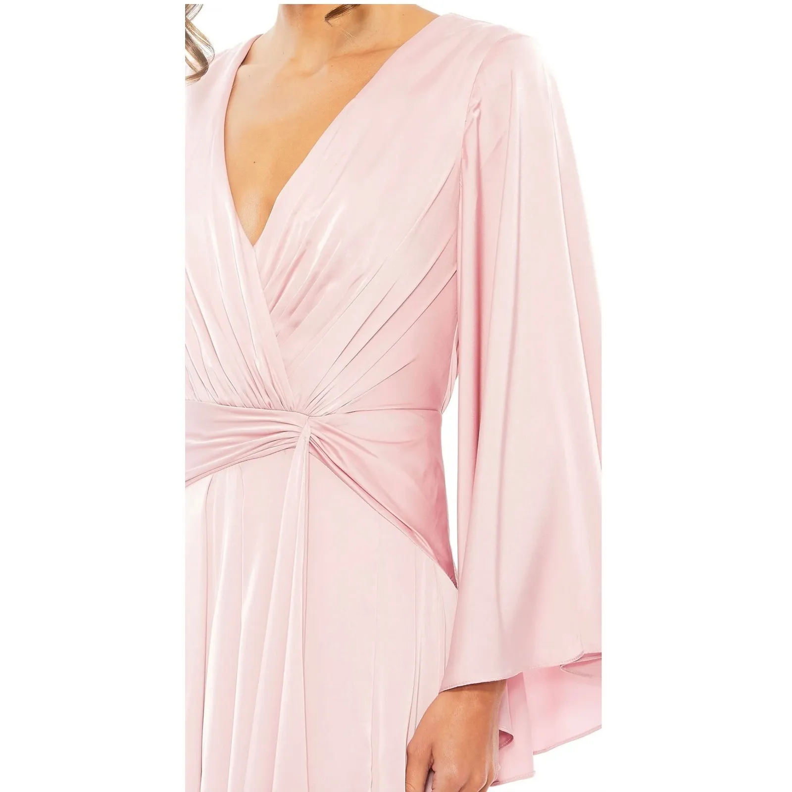 Ieena Mac Duggal Maxi Dusty Rose Pink Satin Long Formal Dress New 55993 Size 16 - Image 3