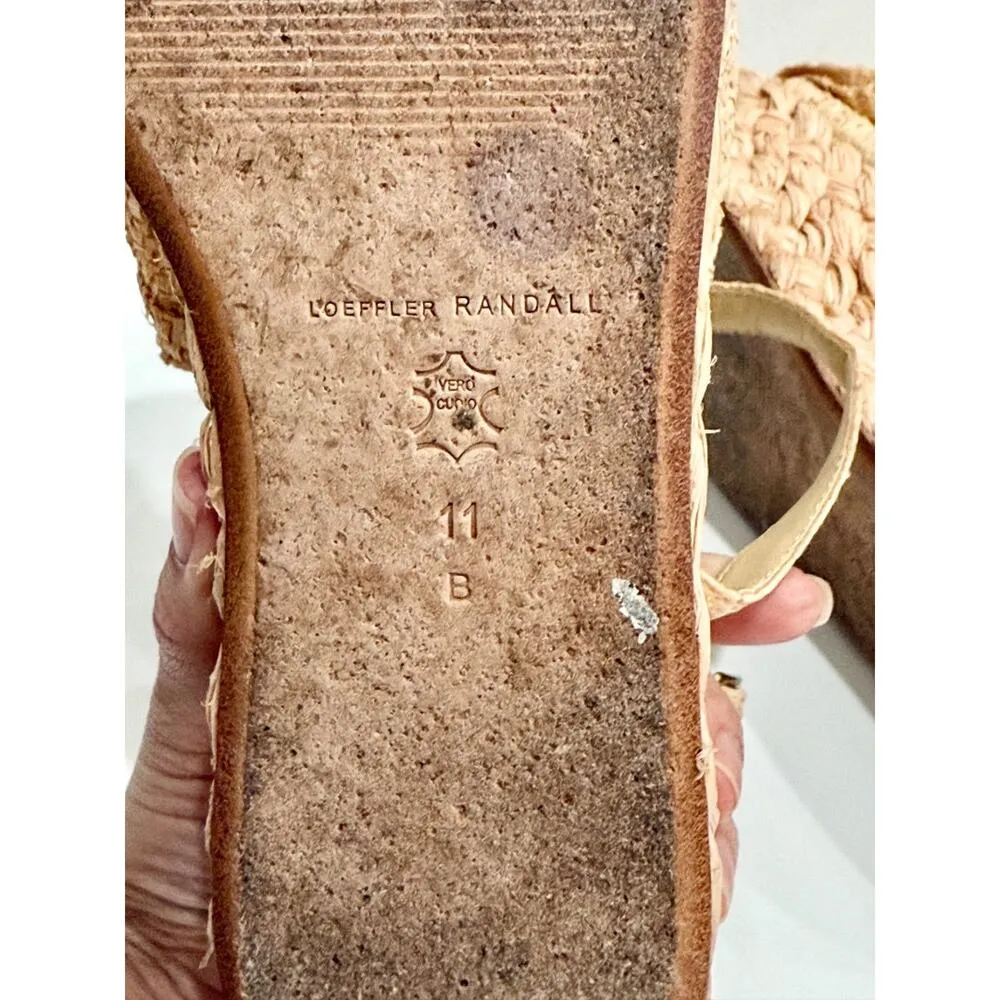 Loeffler Randall Gaby Pleated Bow Braided Espadrilles Sandals Natural Size 11 - Image 7