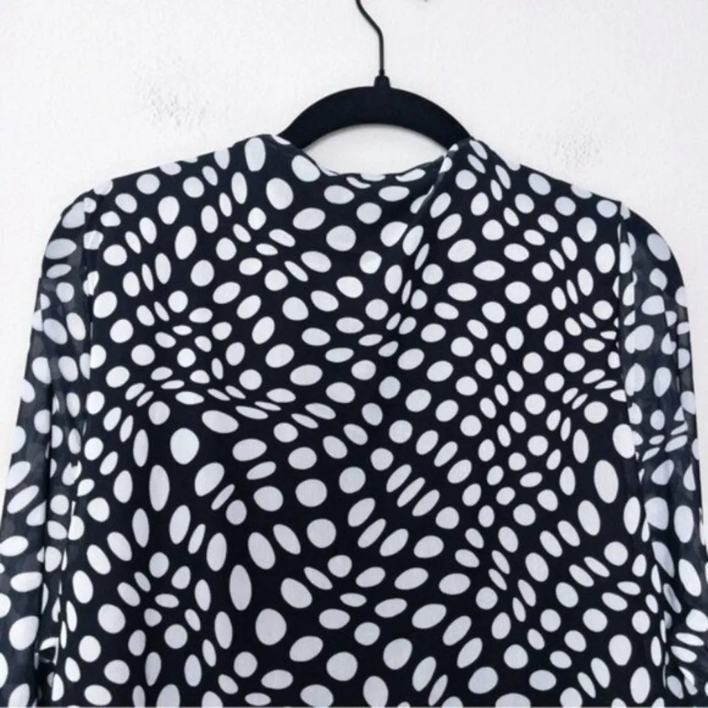 NEW 11 Honore Polka Dot Mesh Ruched Top 1 Black White 14-16 Stretch Vneck Sheer - Image 6