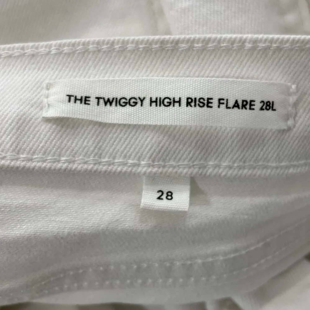 Aritzia Denim Forum Twiggy High Rise Flare White Jeans Size 28L - Image 3