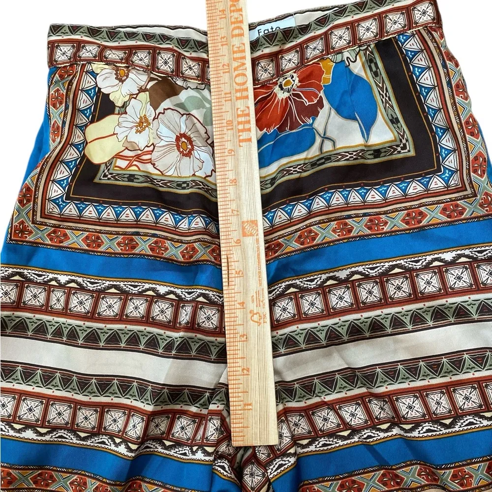 Beautiful Boho Floral Silky High Waist Wide Leg Flowy Vacation Pants - Image 5