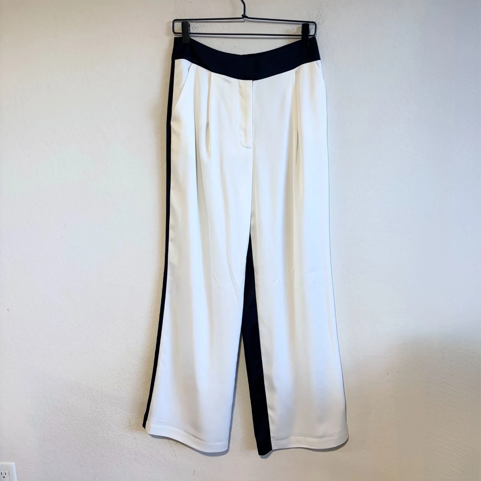 BAR III Nicole Williams English Black White Wide Leg Corpcore Pants Womens 4 - Image 3