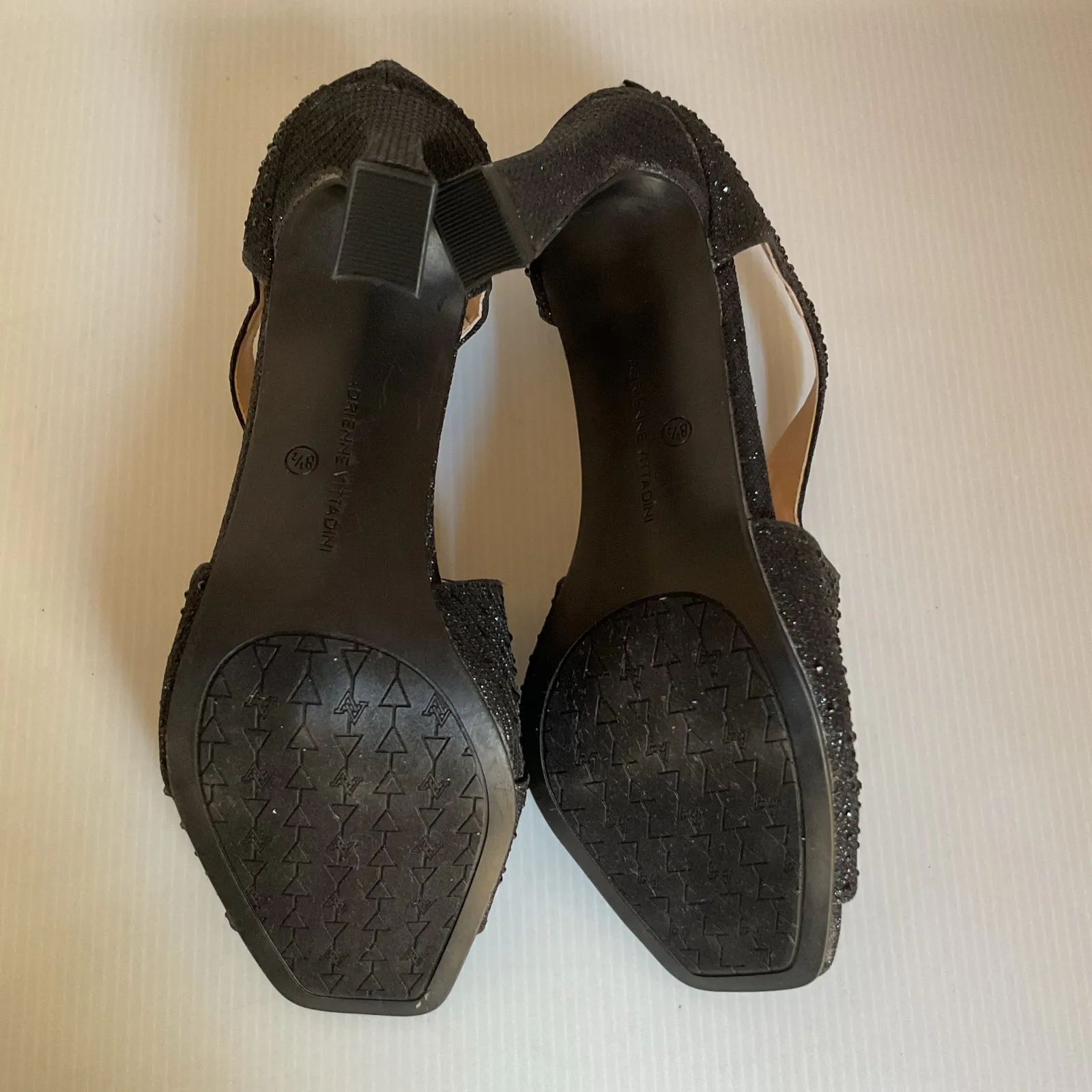 Adrienne Vittadini Black Glitter High Heel Sandals Size 8.5 - Image 7