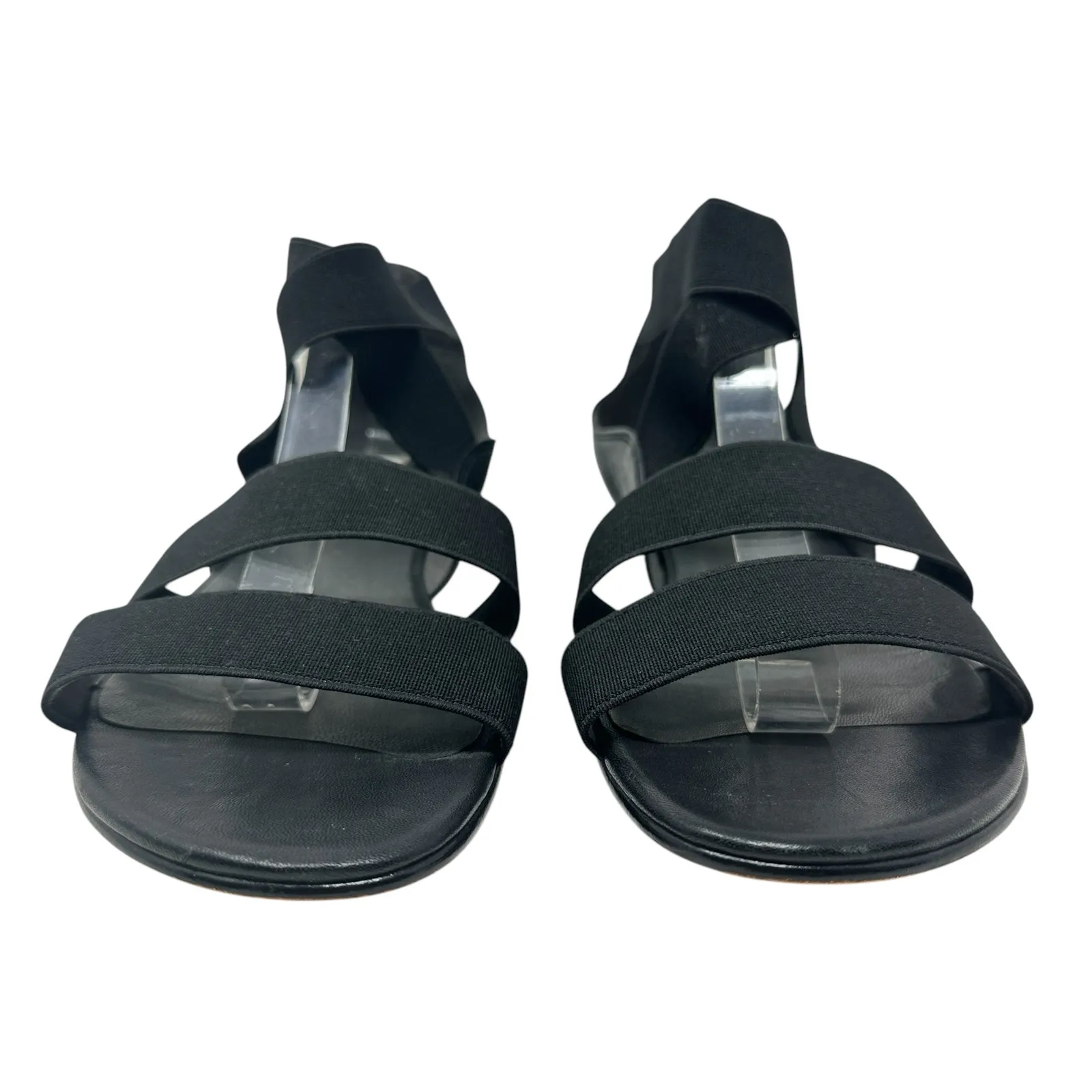 Stuart Weitzman Gladiator Sandals‎ Flat Leather Stretch Knit Black Size 9.5 - Image 3