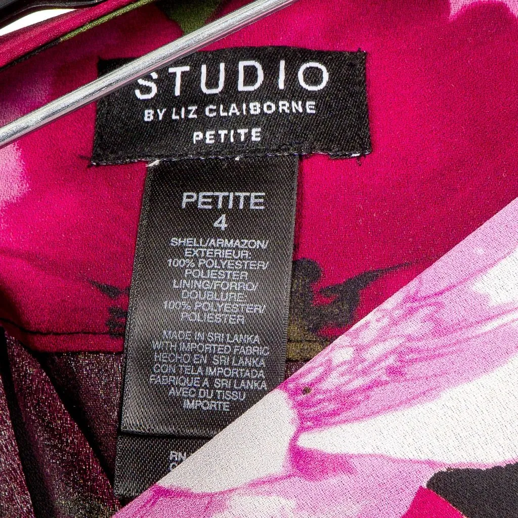 Studio Liz Claiborne Maxi Skirt 4P Women Floral Black Pink Pleated Modest Flare - Image 6