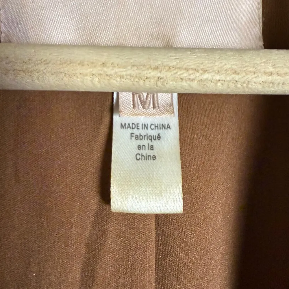 Hutch Anthropologie Brown Vegan Faux Leather Peak Lapel Blazer Jacket Size M - Image 10