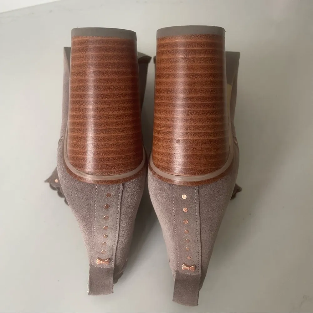 Ted Baker Nurely Scallop Stud Suede Heeled Ankle Bootie - Image 9