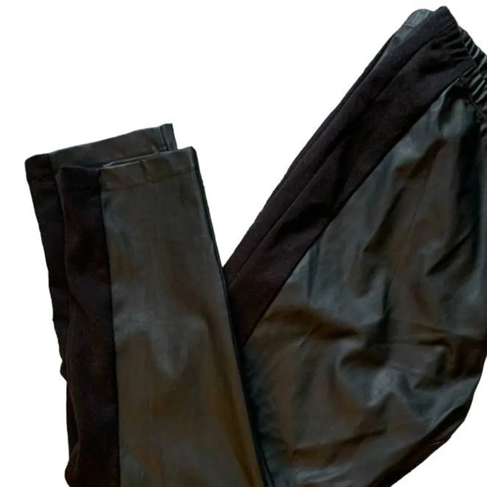 ELLEN TRACY Black Faux Leather & Rayon Side Strip Pants ~ Women's Size MEDIUM - Image 4