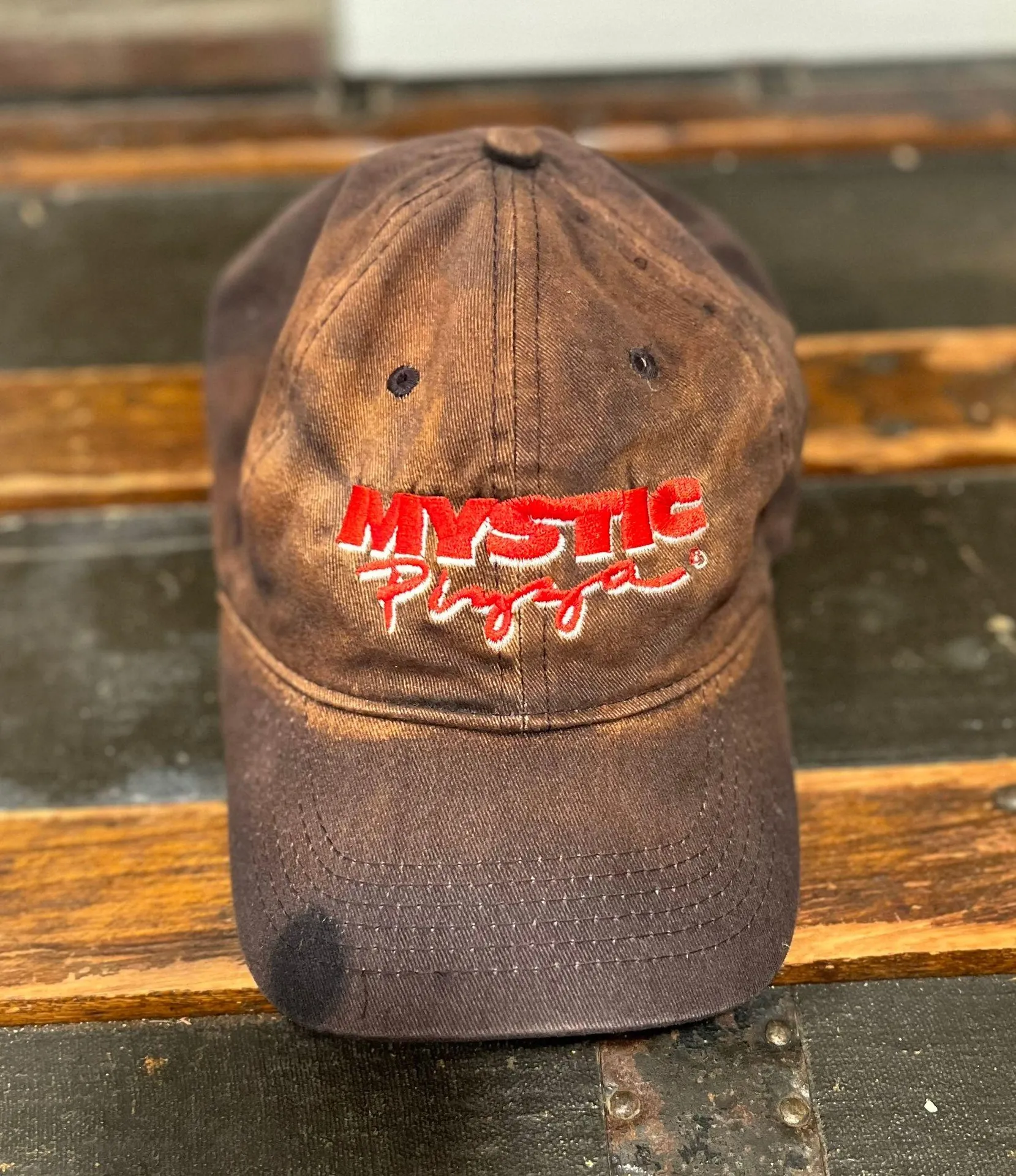 Vintage 80s Mystic Pizza Tie Dye Cap Brown - Image 2