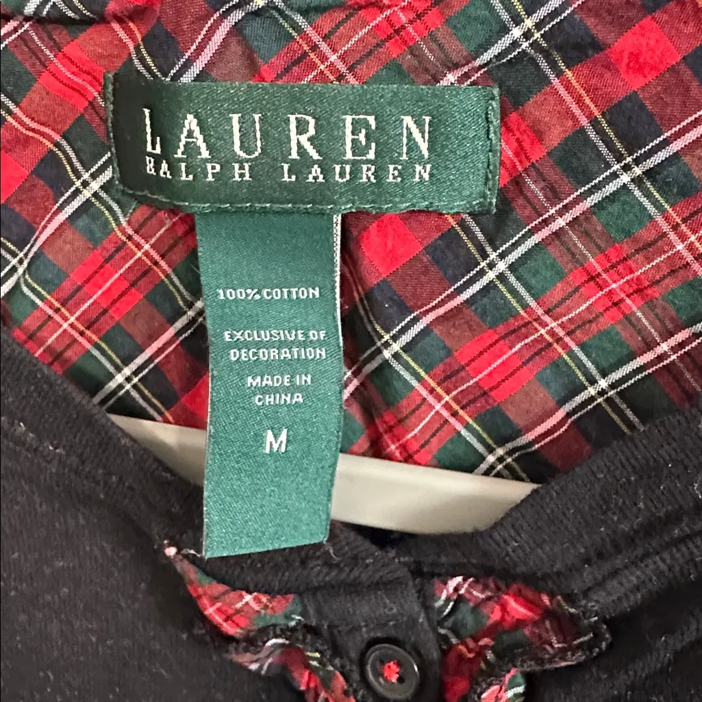 Lauren Ralph Lauren Black Plaid Trim‎ Henley Dress - Image 3