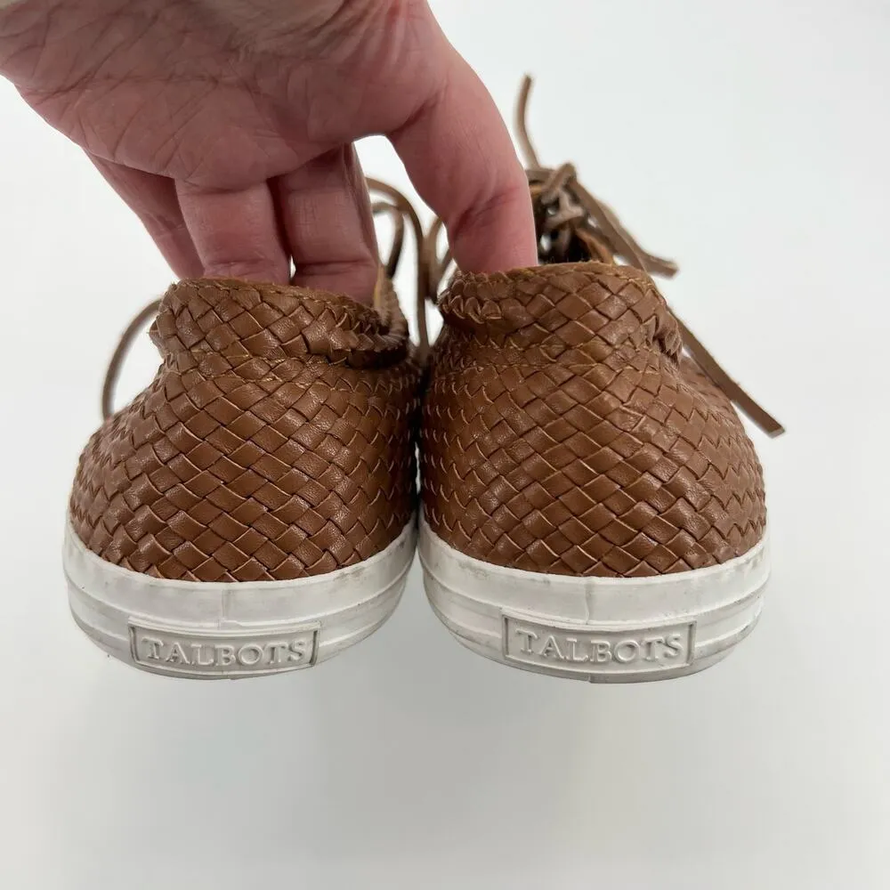 TALBOTS HILLY tan brown faux leather Woven Fashion Sneakers Casual Shoes sz 10.5 - Image 4