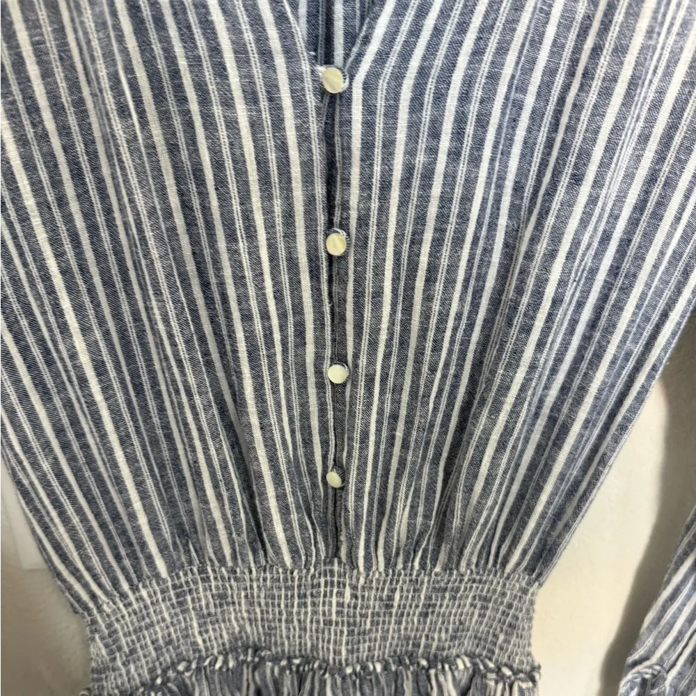 Rails Jasmine Tibet Stripe Mini Dress Size Small Blue/White Boho Linen - Image 11