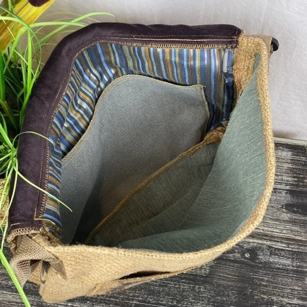 Climb’s Roast Tan Burlap Broadcloth Sackcloth Print Large Tote Bag NEW - Image 4