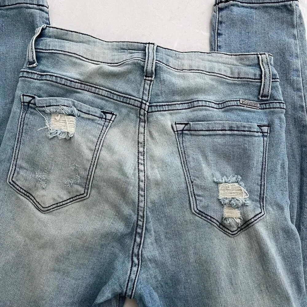 KanCan Distressed Skinny jeans Destroyed size 7/27 Light Wash Stretch Blue - Image 12
