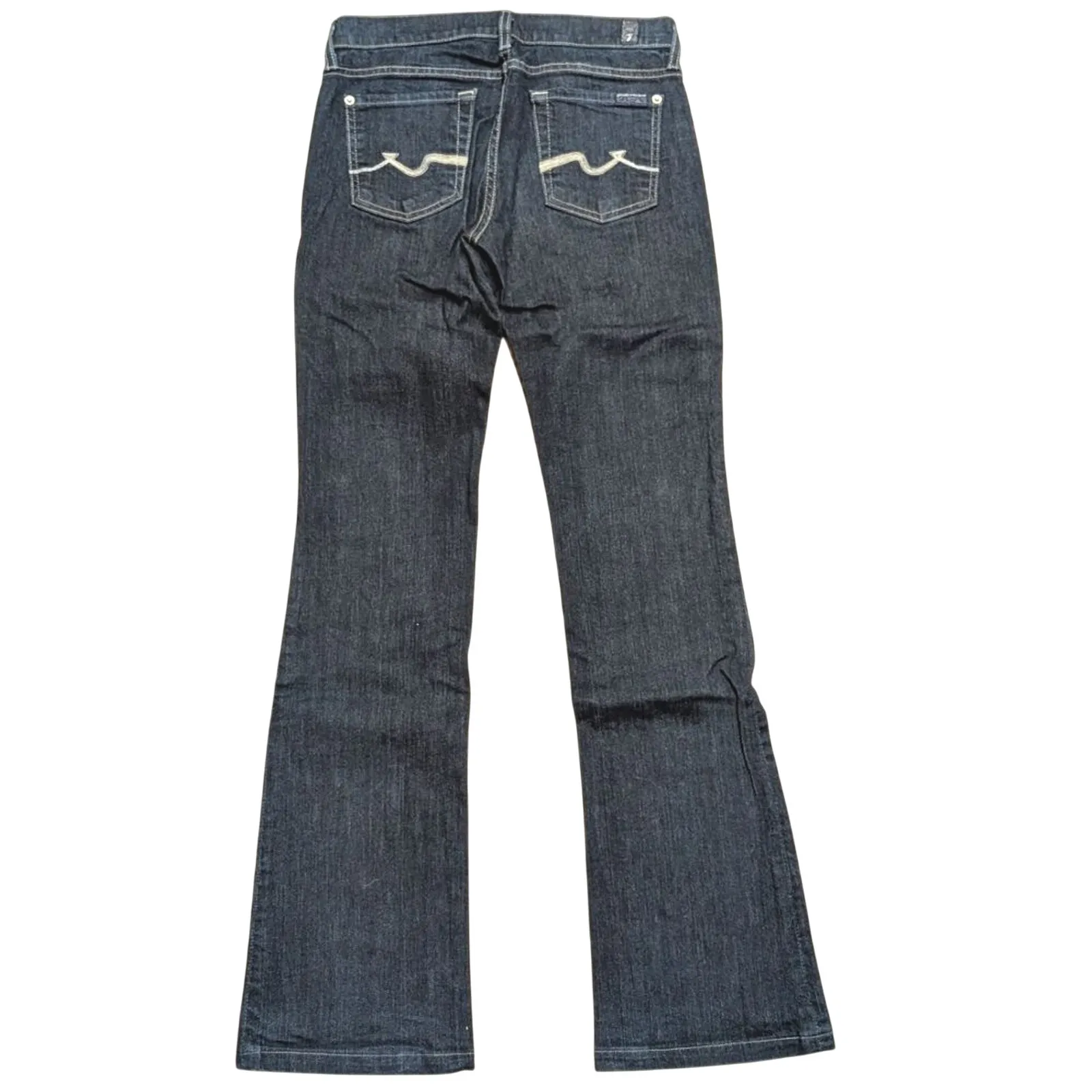 7 For All Mankind Womens 26 Bootcut Jeans Designer Premium Denim Dark‎ Wash USA - Image 2