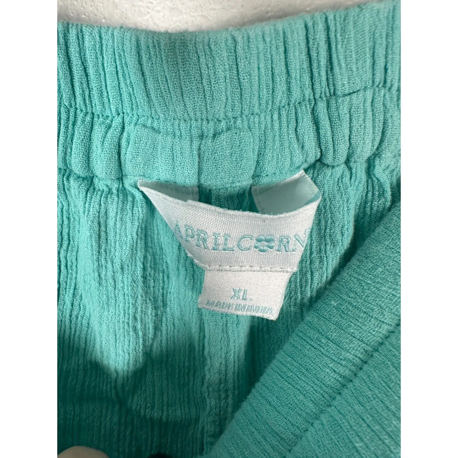 April Cornell Traveler Pant Blue Gauzy Lagenlook Flowy Crop Cargo Pants Size XL - Image 4