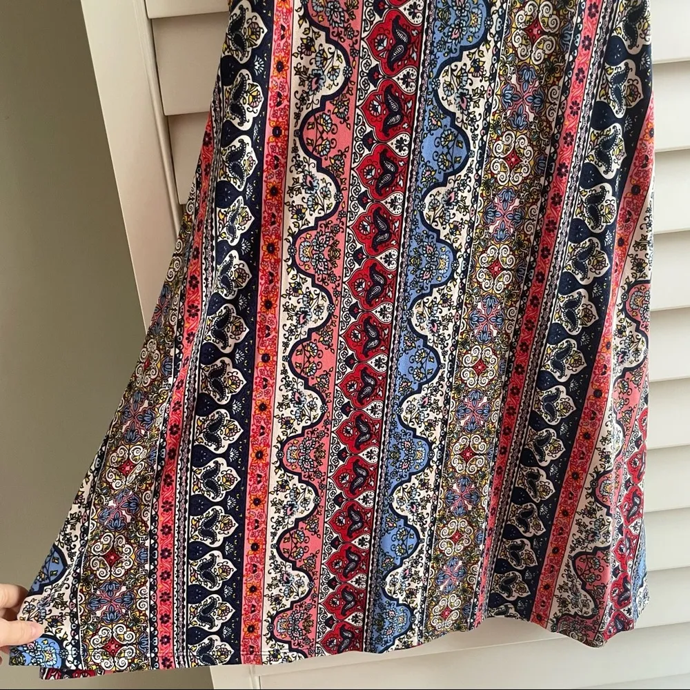 Pink rose soft and stretchy patterned sleeveless dress - Image 2