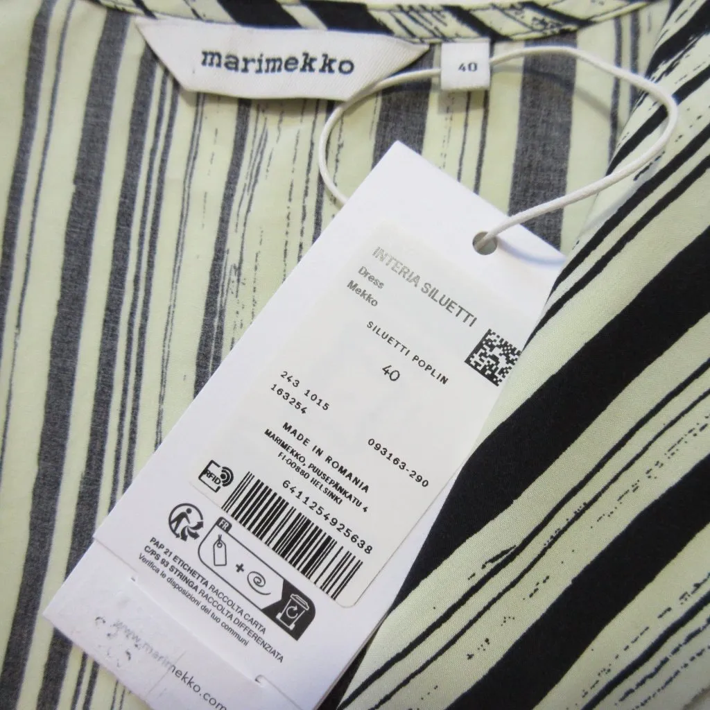NWT marimekko Interia Siluetti in Light Yellow Black Cotton Poplin Dress 40 / 10 - Image 5