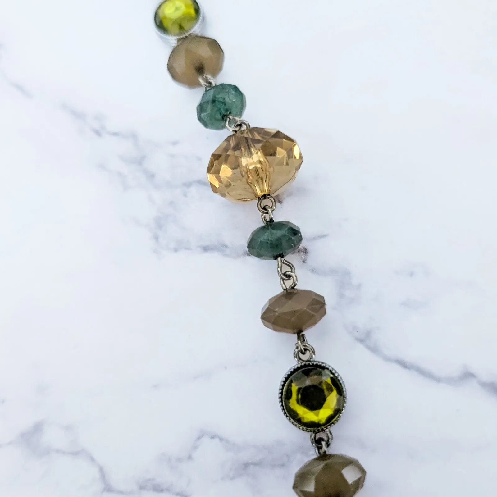 Pretty Green Tones Statement Necklace 23" - Image 5