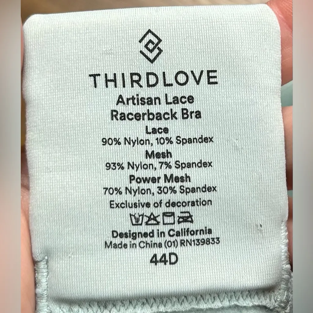 ThirdLove Size 44D Artisan Lace Racerback Bra - Image 4