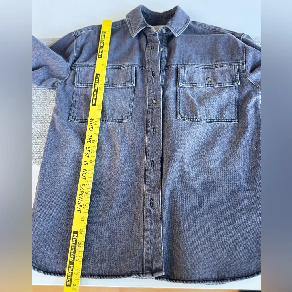 Universal Thread Gray Denim Oversized Shacket Chore Jacket Utility Coat Sz Small - Image 9