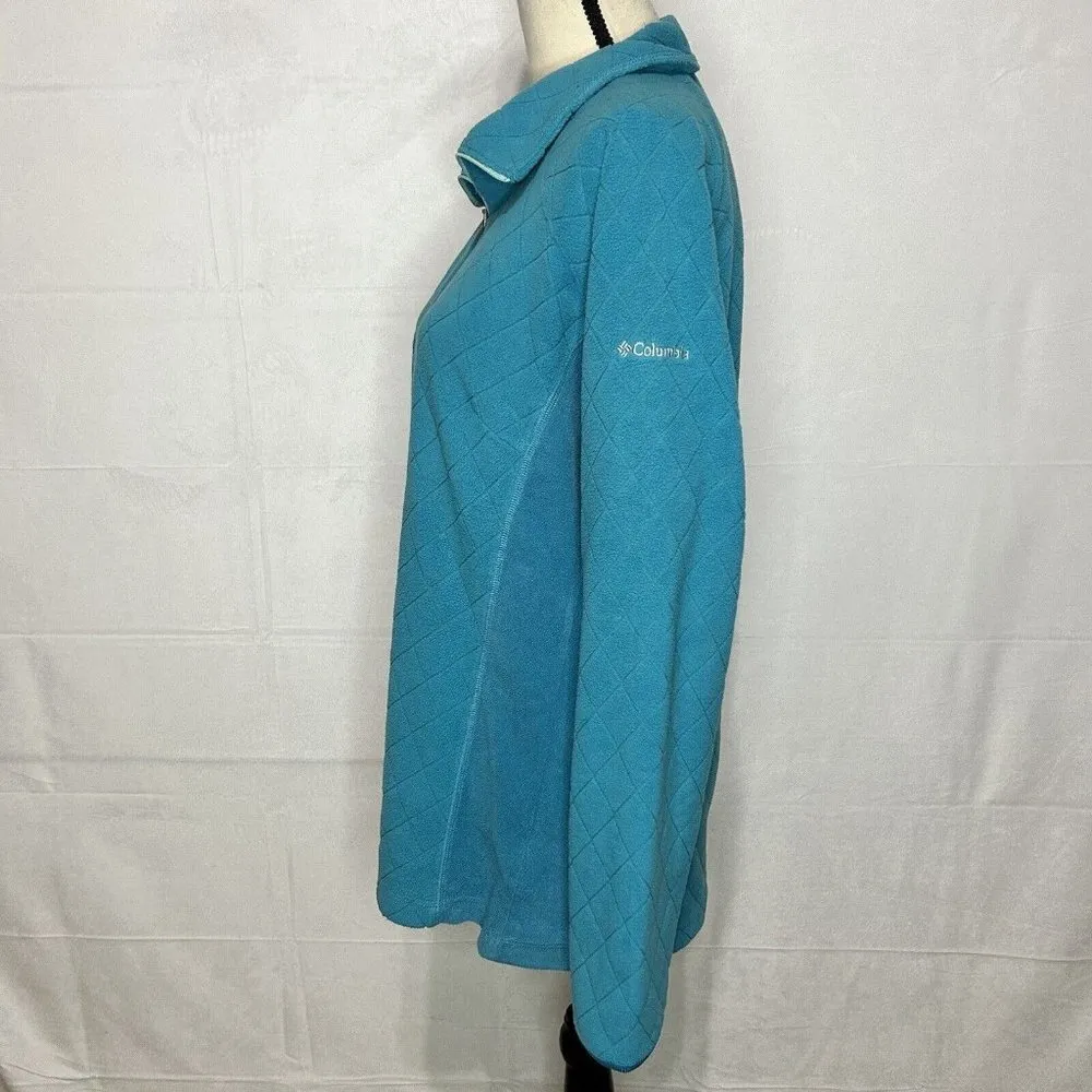 Columbia Women’s Size L Fleece 1/4 Zip Pullover Teal Quilted Lightweight - Image 5