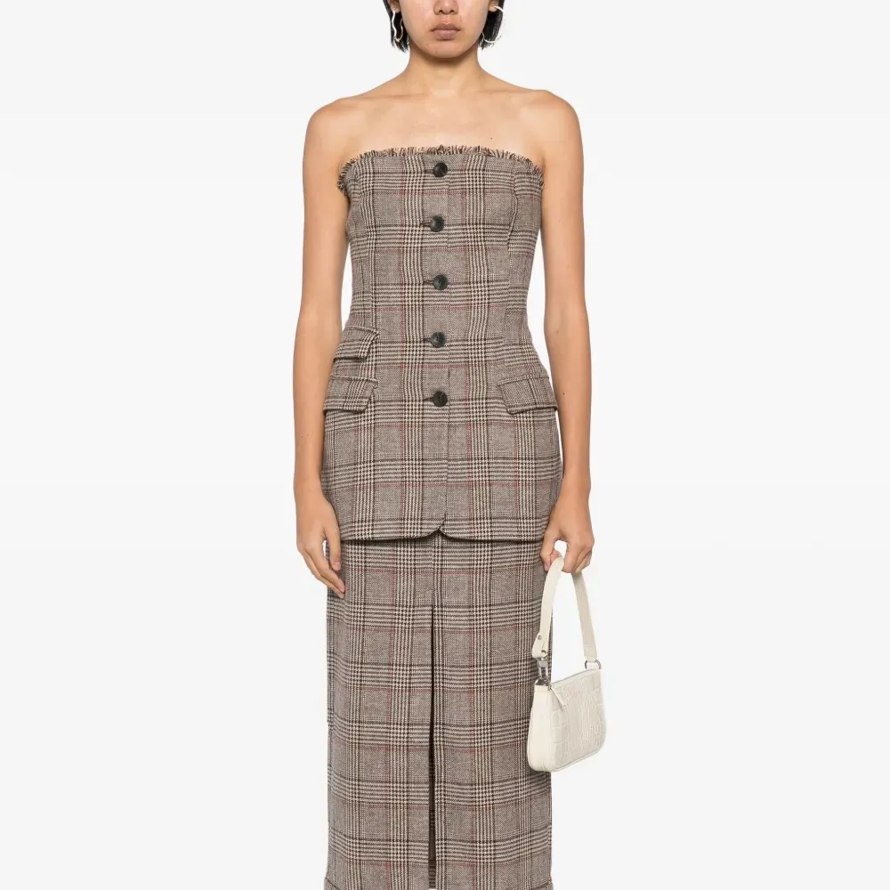 NWT Alohas Deva Houndstooth Strapless Vest Brown Size L - Image 2