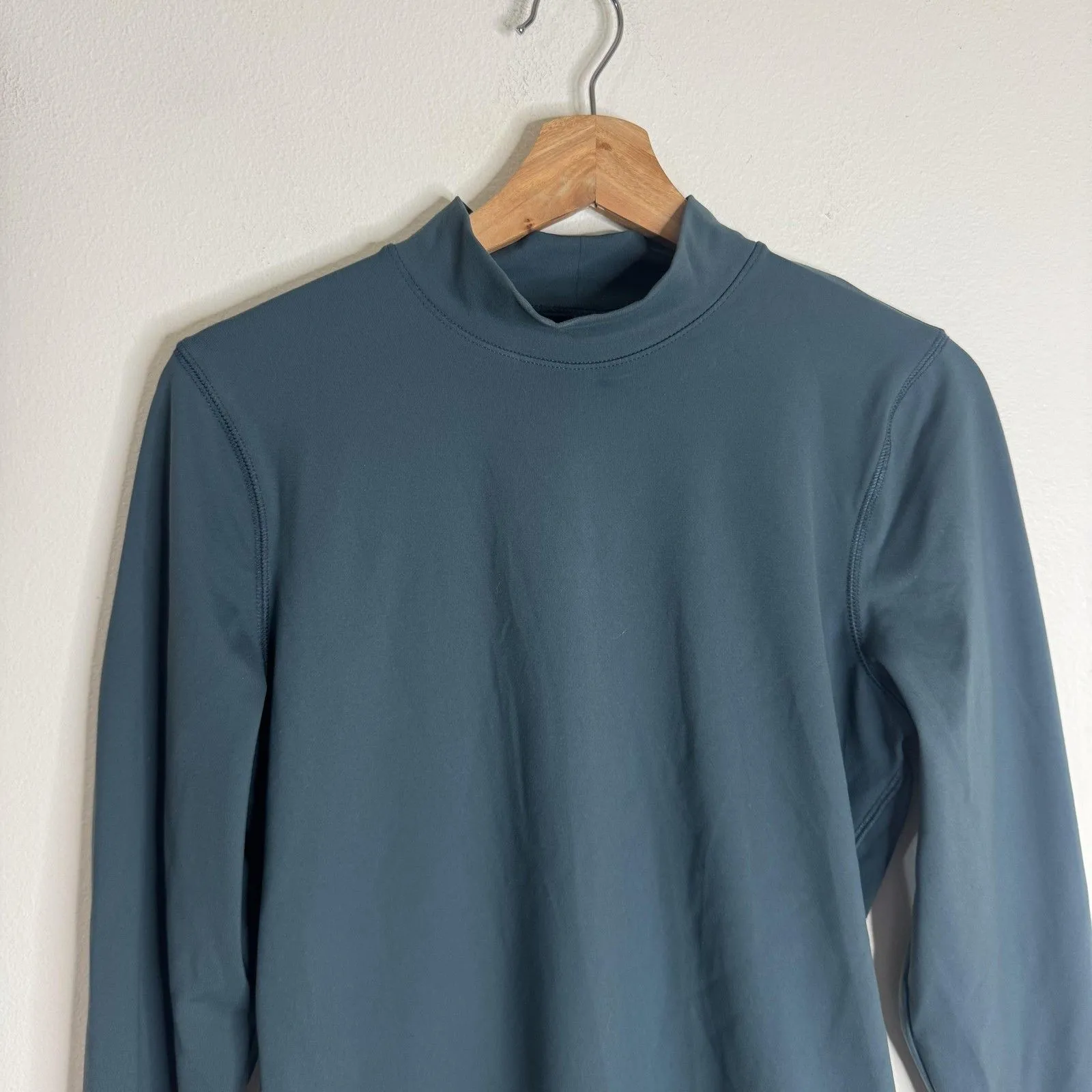Abercrombie & Fitch Bodysuit Womens XL Teal Long Sleeve Mock Neck Snap Crotch - Image 2