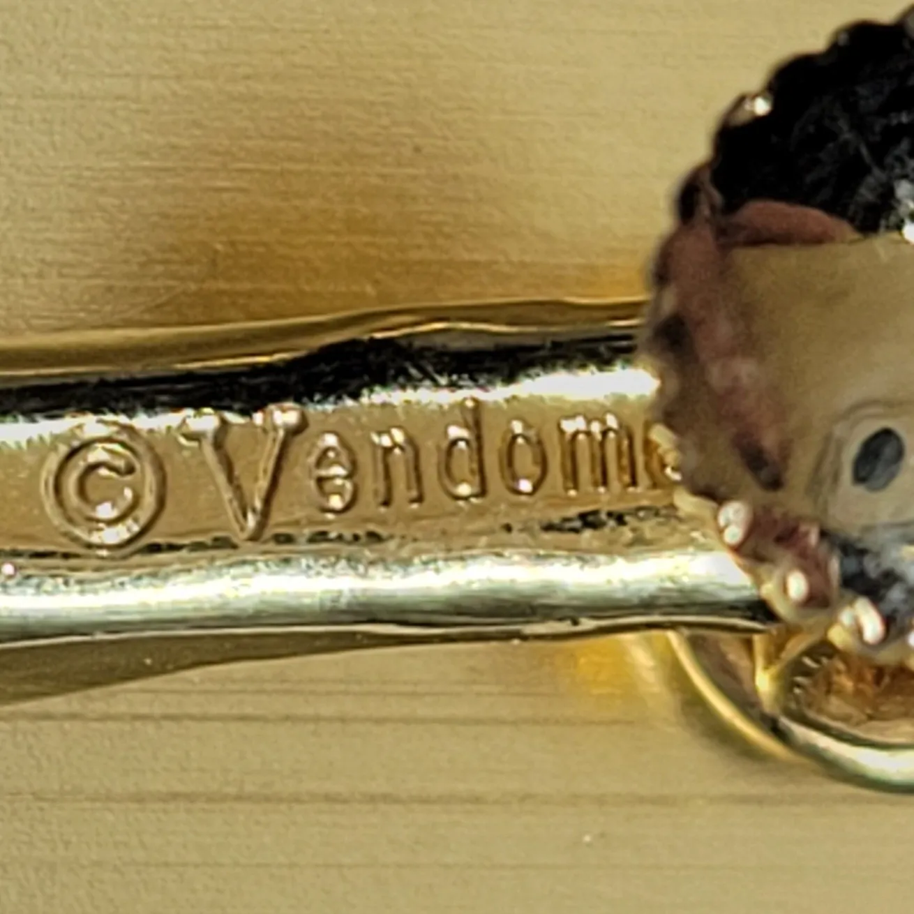 Vendome Cluster Rhinestones Earrings Blue Faux Opal Grapes Gold Tone Signed - Image 2