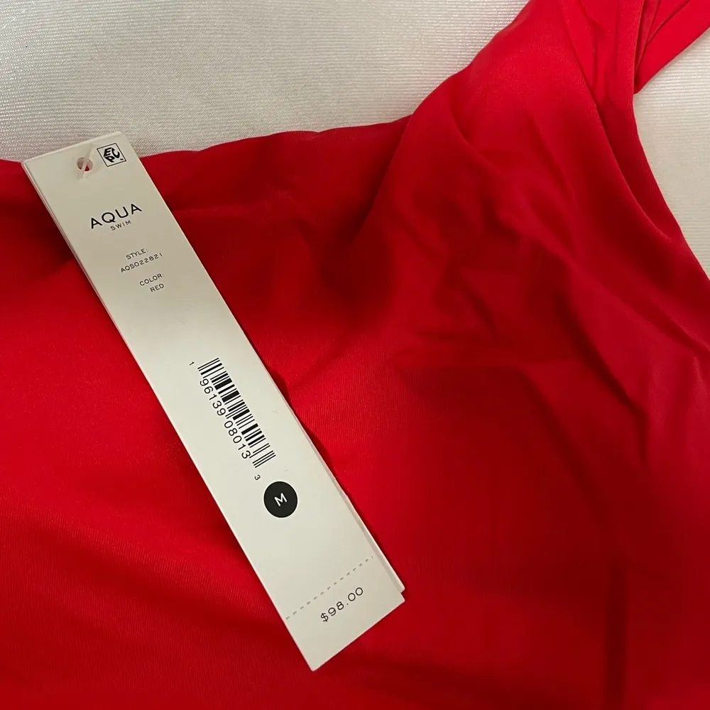AQUA NWT-  One Piece Red One Shoulder Cut Out Swimsuit- Size M - Image 6