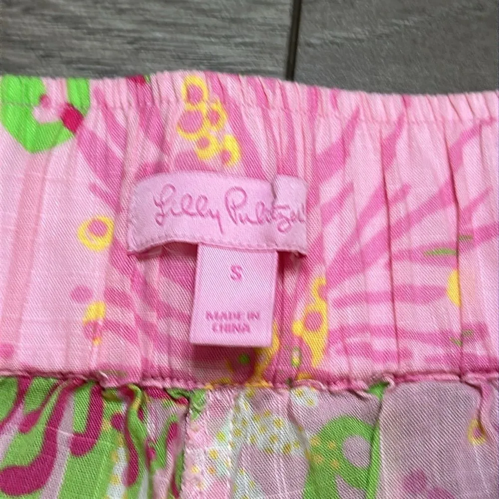 Lilly Pulitzer Mid Rise Wide Leg Pants‎ Pink Green Size Small - Image 12