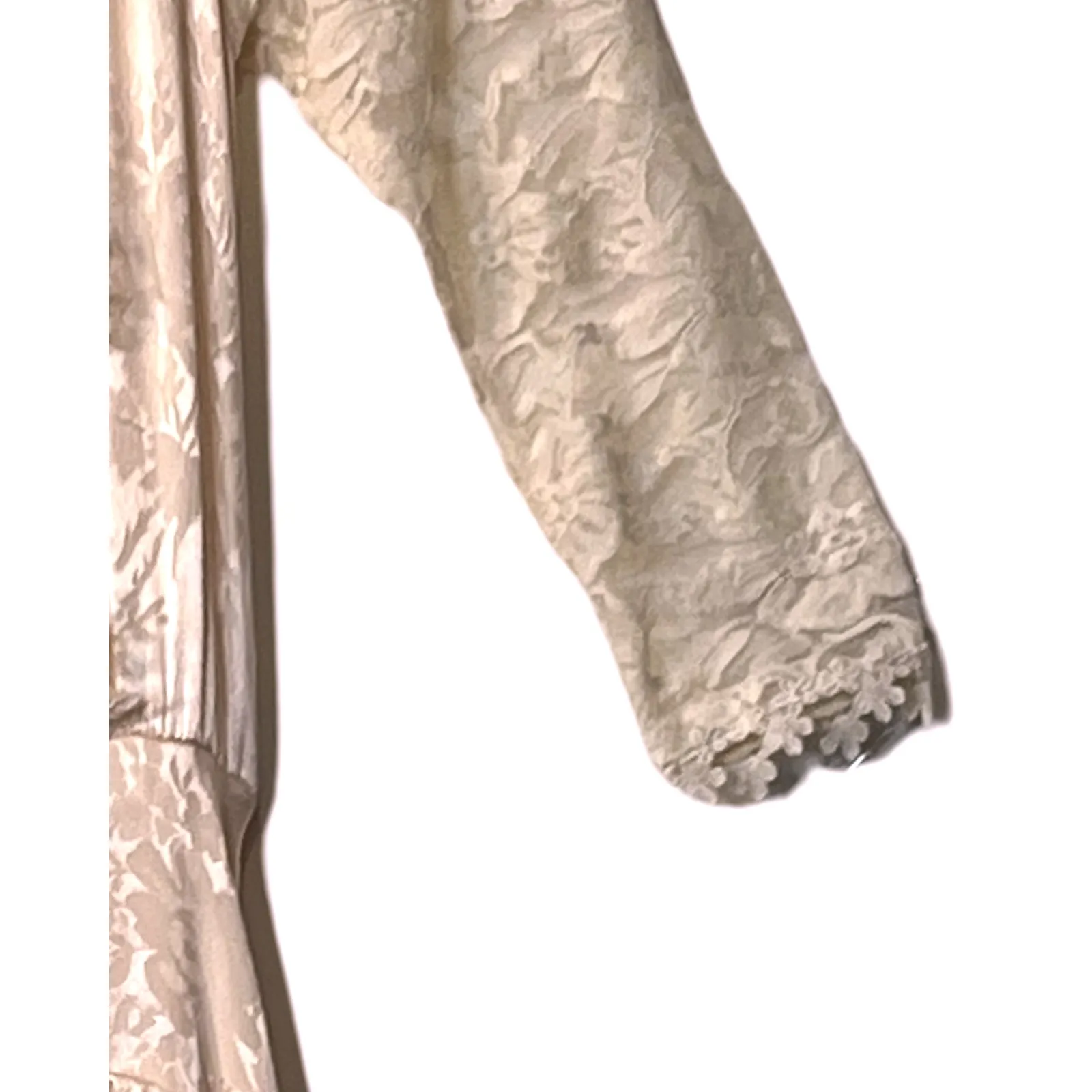 Vintage JESSICA McCLINTOCK Dress Size 4 Pink Satin White Lace Long Sleeve RARE - Image 12