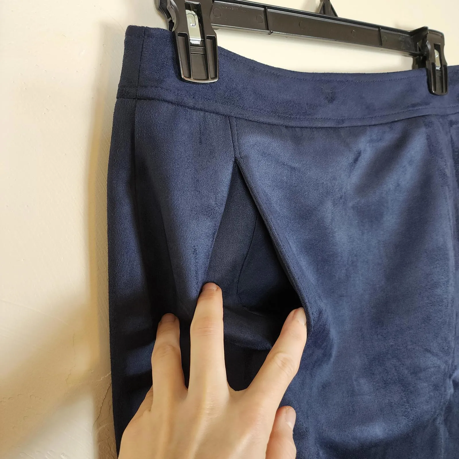 Loft Outlet Navy Blue Cotton Velvet Pockets Pencil Skirt Size 2 Preppy Workwear - Image 3