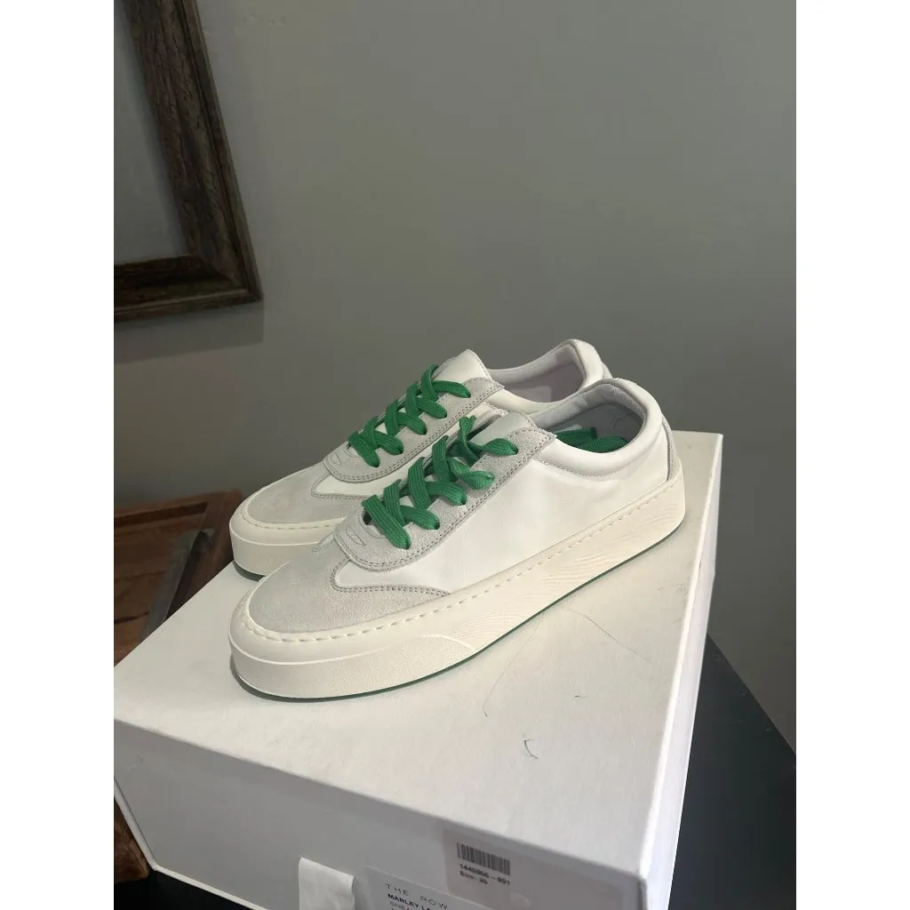 The Row Marley Suede Paneled Leather Sneakers Milk White Womens Size 35 5 - Image 7