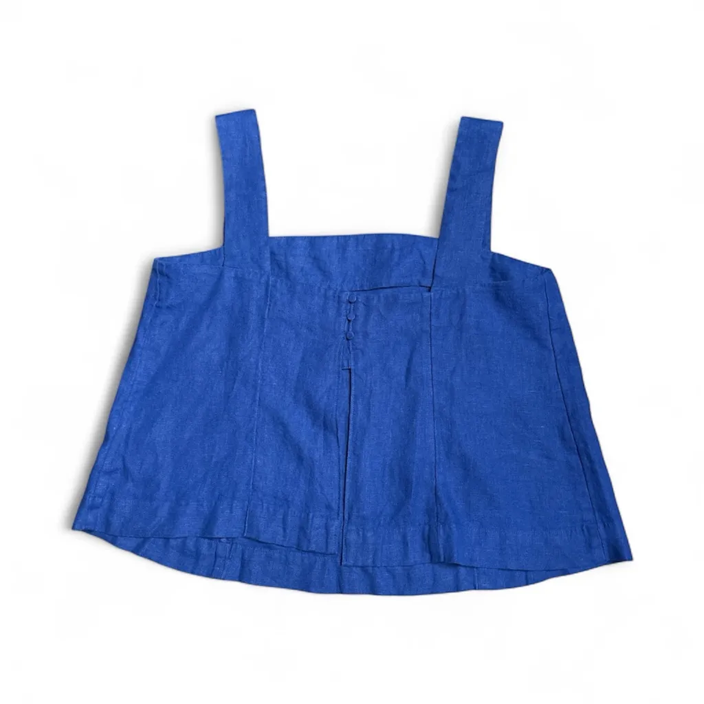 Madewell  women’s Curved-Neck Shell Tank in 100% Linen Sapphire blue Size 12 NWT - Image 6