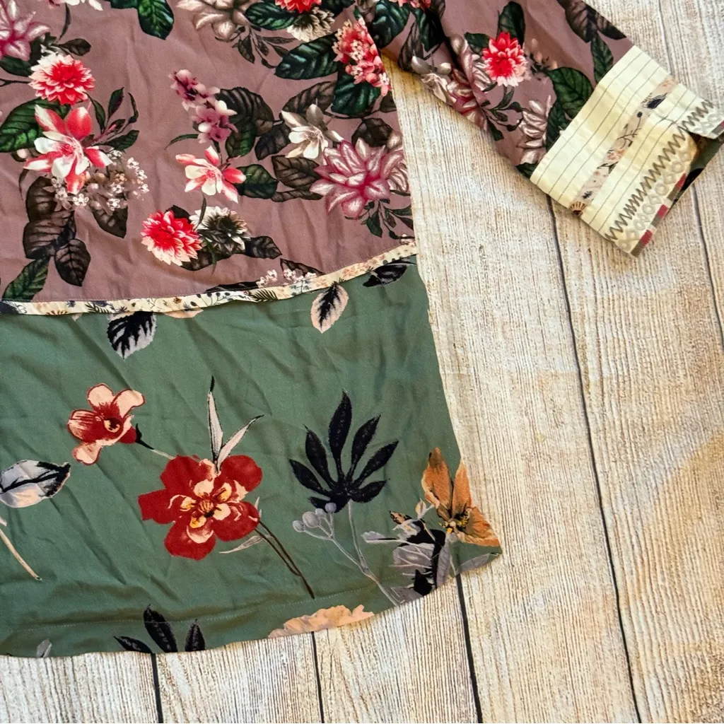 JOHN MARK Open Front Kimono Cardigan Boho Floral Size Medium Women Shirt Top - Image 11