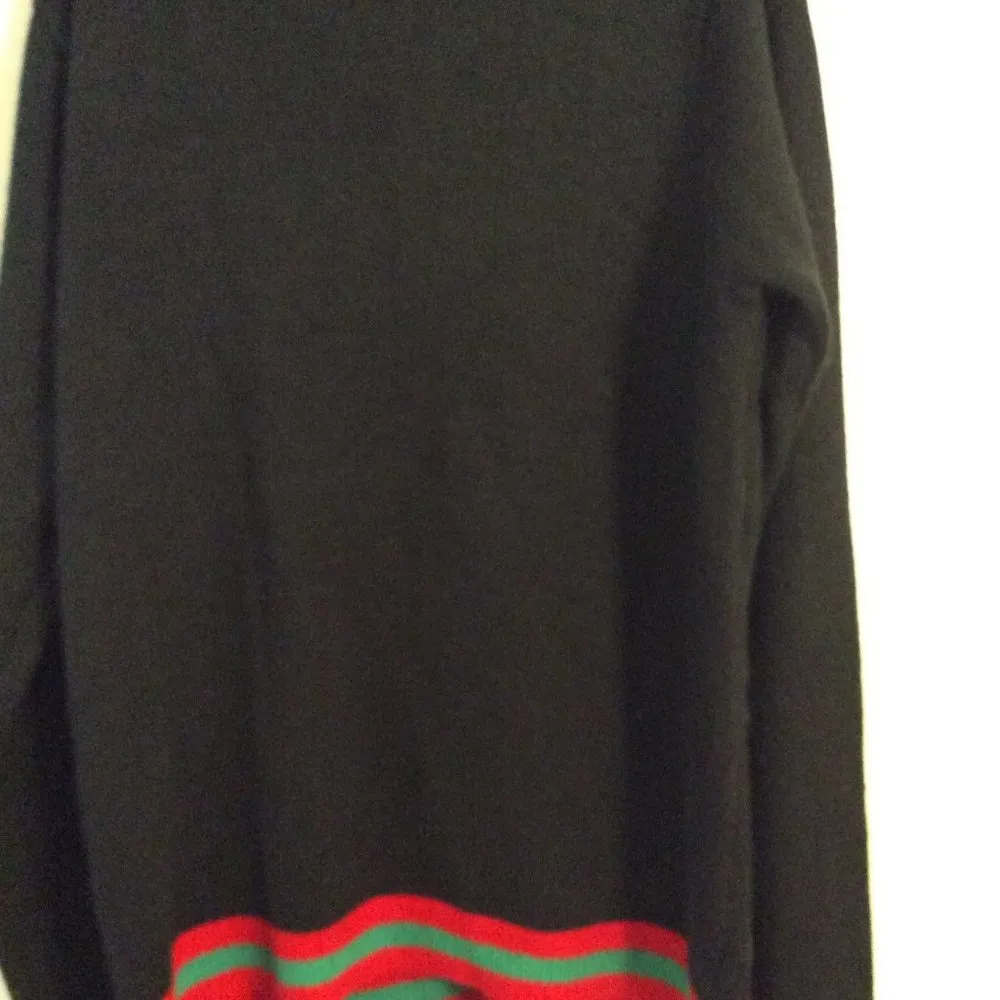 Ugly Christmas Sweater bowtie holly Large L Jolly black green red stretch - Image 7