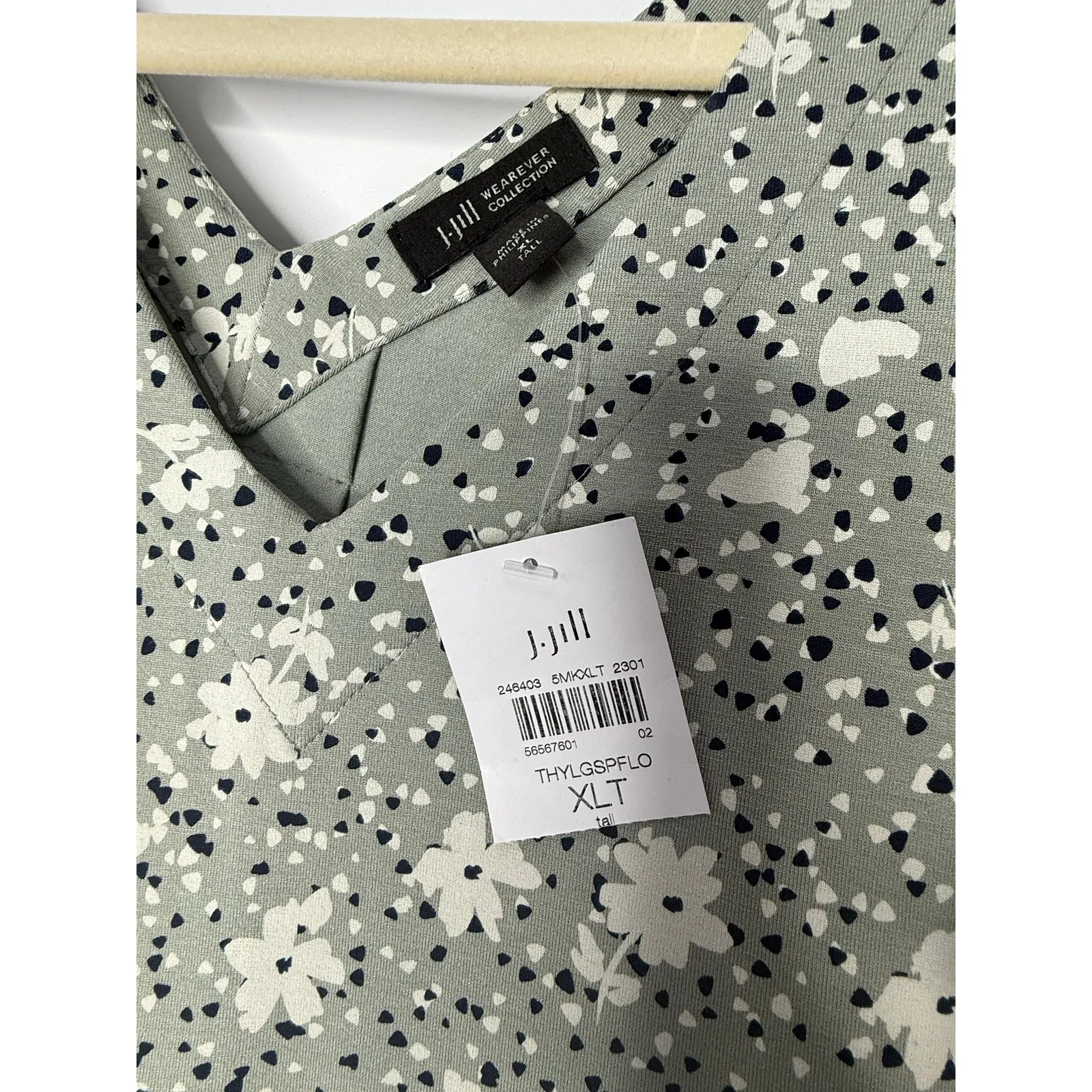 J.Jill Wearever Collection Floral Midi Dress XLT Tall Sage Green Stretch - Image 3