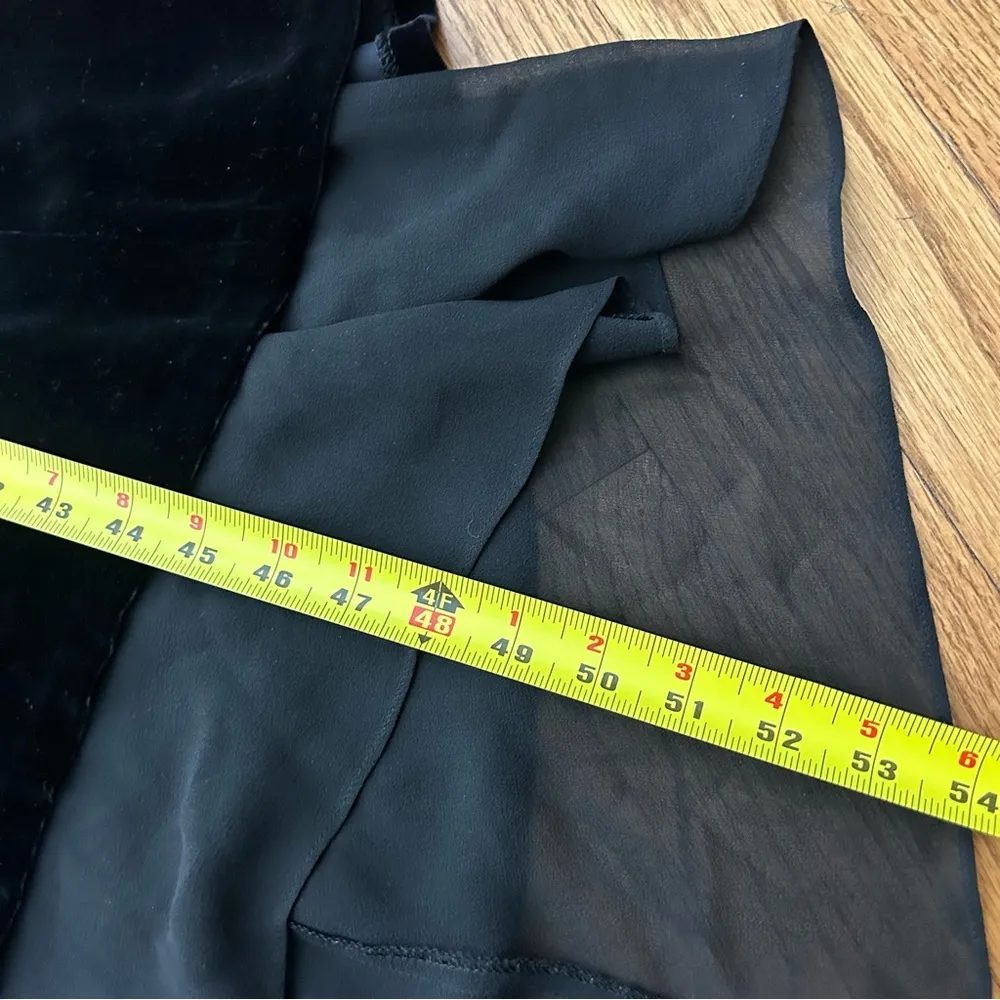 BCBGMaxazria | Black Velour Silk Asymmetrical Party Whimsical Goth Dress Size 4 - Image 15