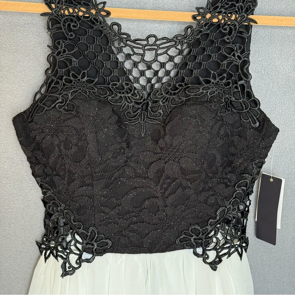 City Triangles Juniors Black White Glitter Lace Mini Dress size‎ 7 NWT Fairycore - Image 5