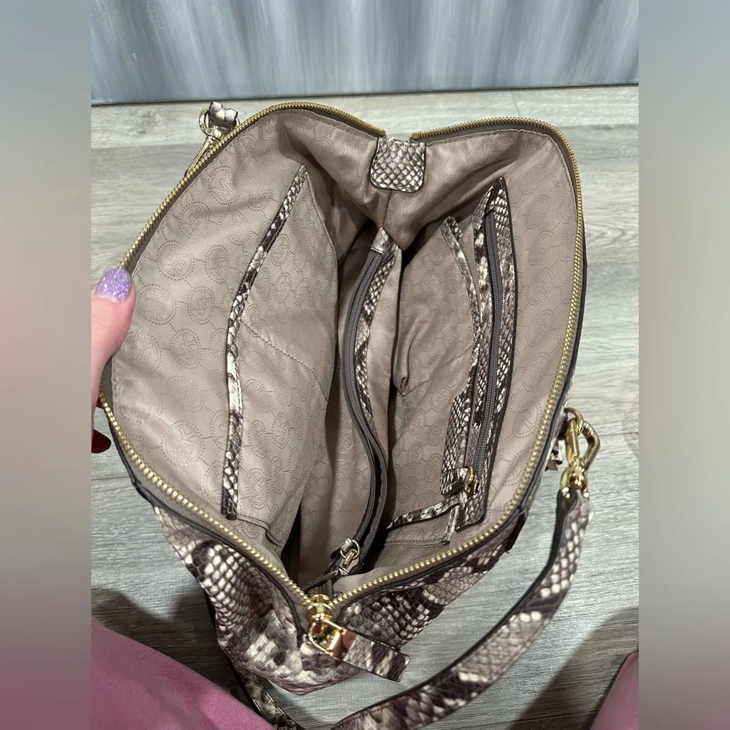 Michael Kors Large Embossed Leather Satchel Snakeskin - Image 7