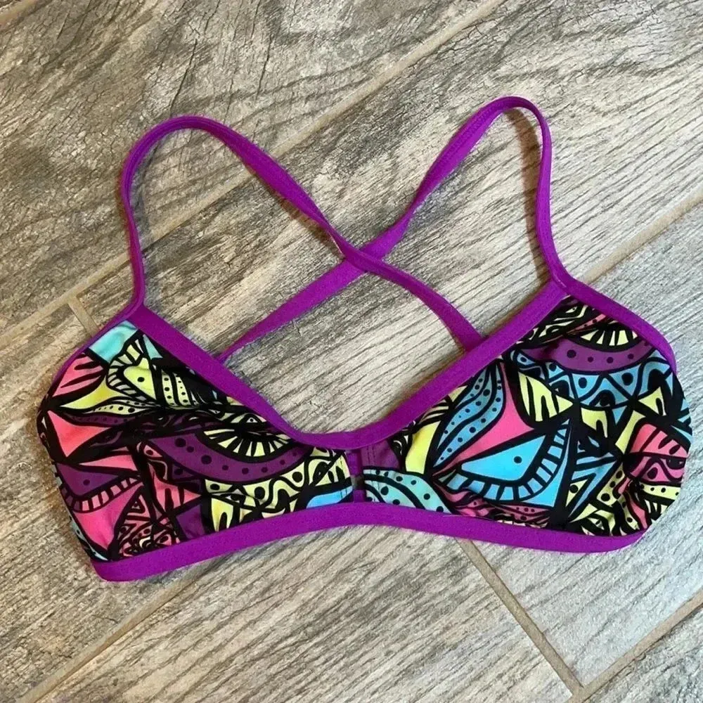 Dolfin Dolphin multicolored bikini top Size large Swim Beach Vacation - Image 2