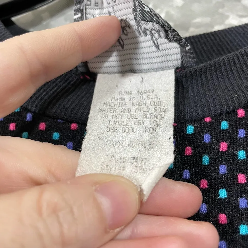 Style Plus Vintage 80's Black Polka Dot Short Sleeve Knit Top Sweater - Image 7