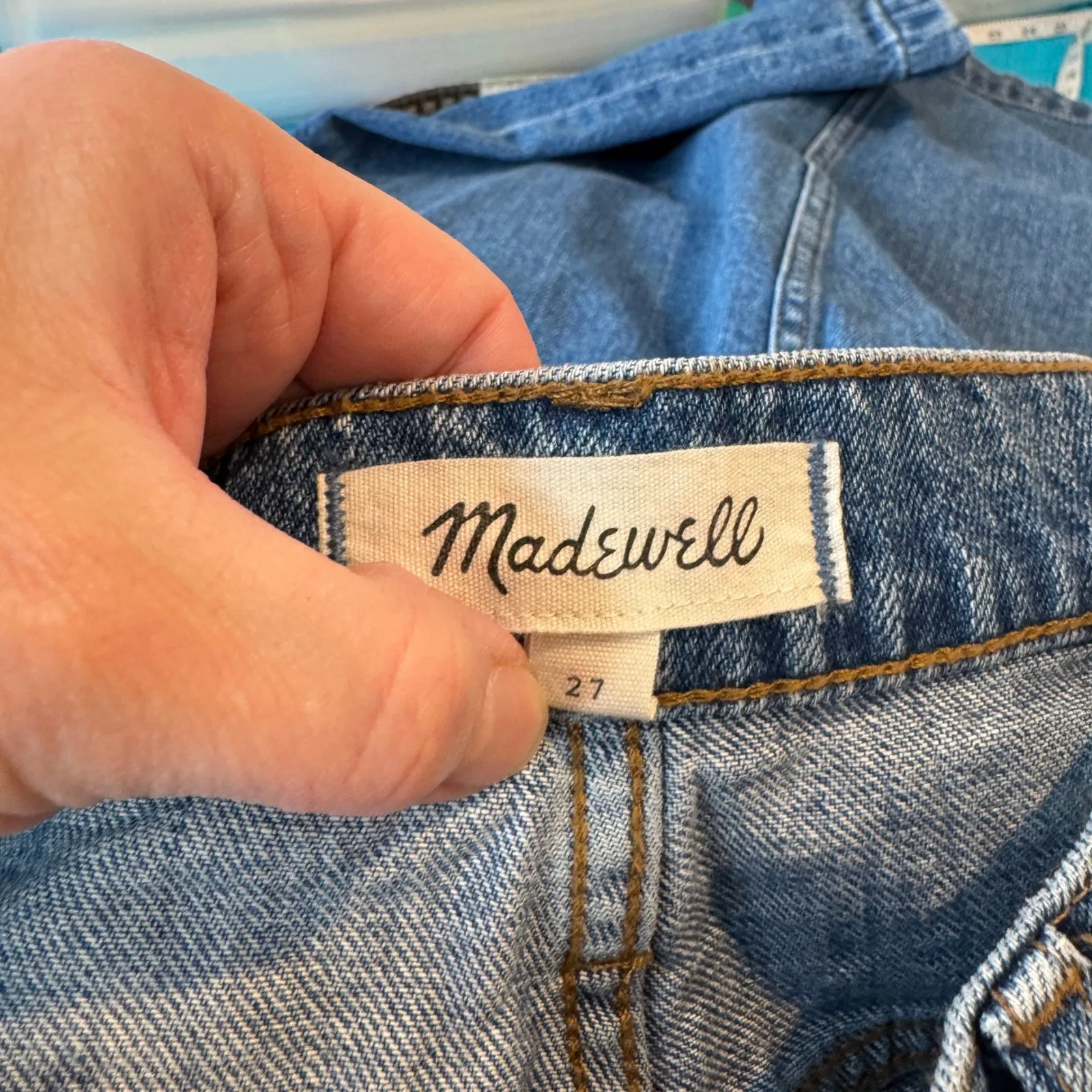 Madewell Denim Button Front Midi Skirt Dark Wash Womens 27 Blue Jean Cotton - Image 9