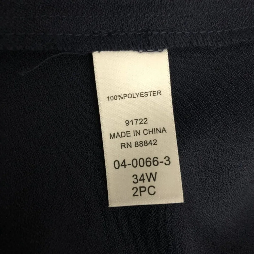 Roamans Set Outfit A Line Dress Jacket Sleeveless Scoop Neck Navy Blue Size 34W - Image 8