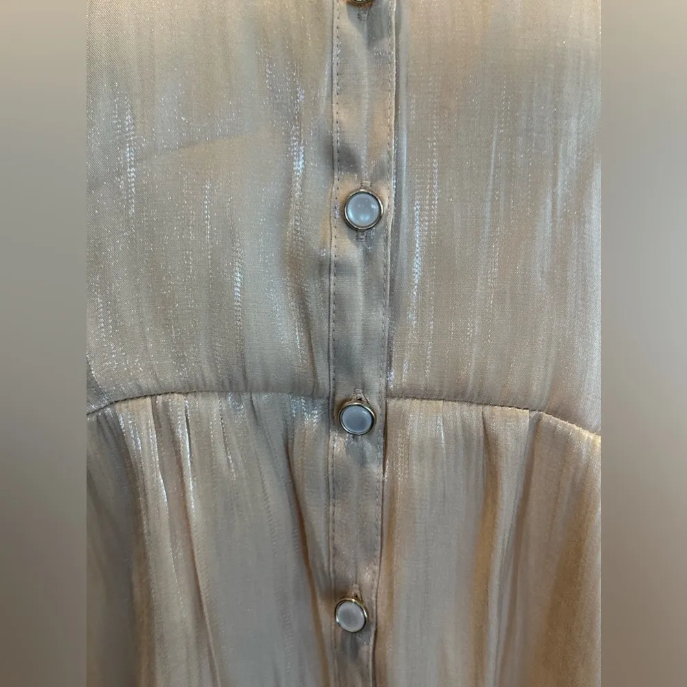 Umgee Shimmery Metallic Cream colored tunic mini dress/shirt Size XLarge - Image 5
