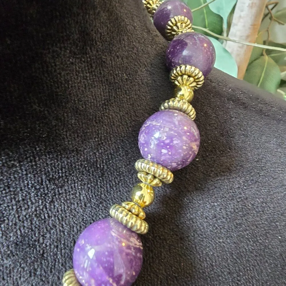 Womens Purple Charoite Navajo Pearls Beaded Necklace Jewelry with Spring Ring - Image 4