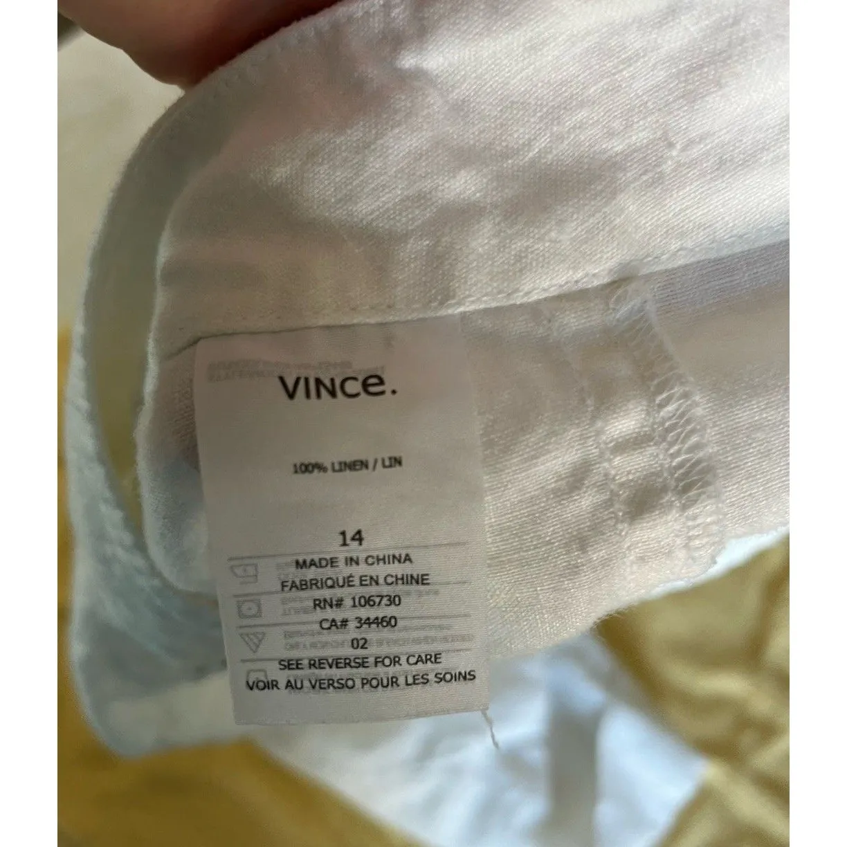 Vince Linen Shorts Women's 14 White Summer Beach Casual Cuff Hem - Image 6